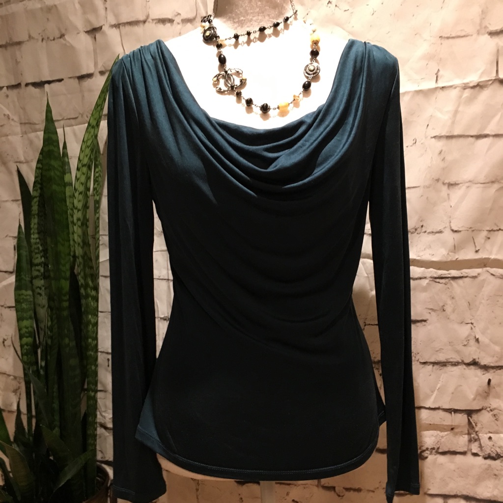 Tahari Turquoise % Silk Top -